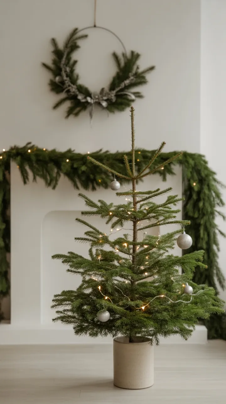 Serene Minimalist Christmas with a Frosted Evergreen