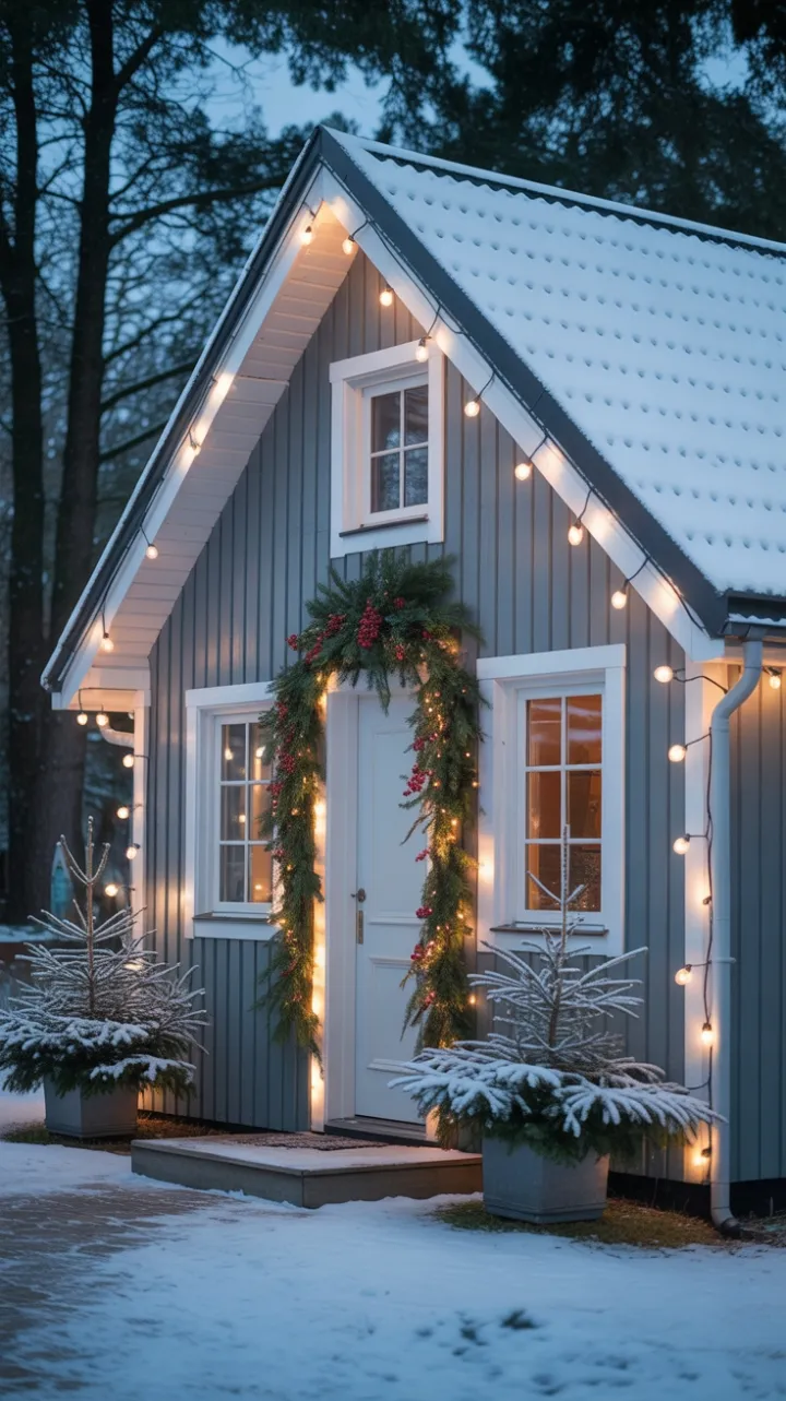 Snow-Kissed Cottage Bathed in Christmas Glow