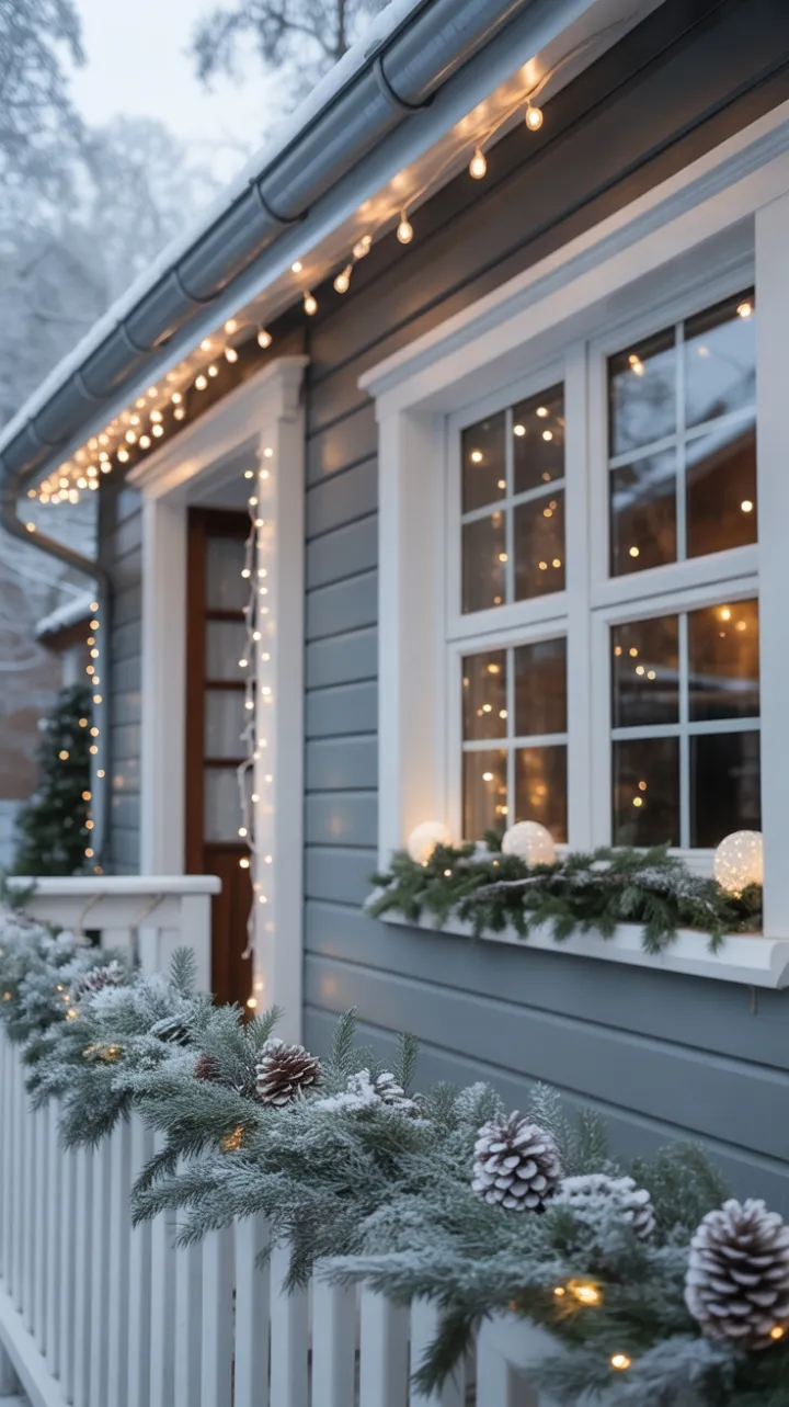 Snow-Dusted Cottage Bathed in Warm Holiday Glow