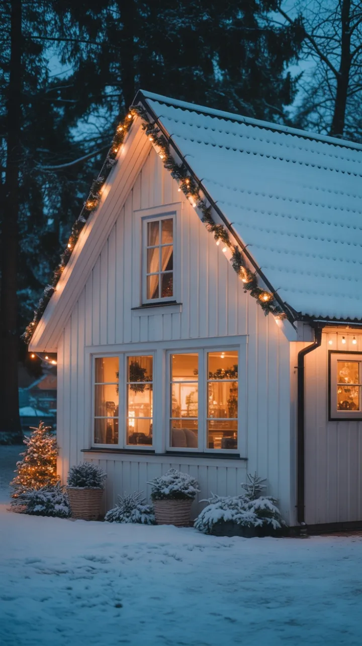 Snow-Kissed Cottage with a Warm Holiday Glow