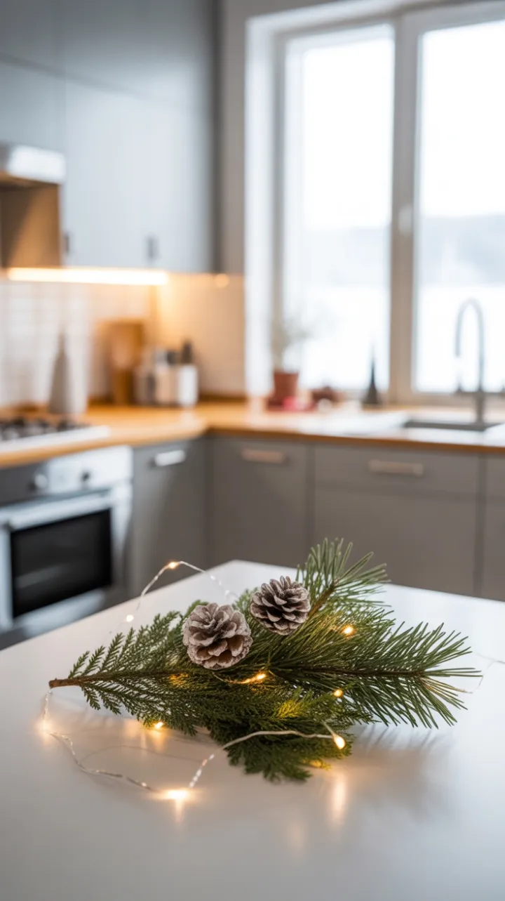 Nordic Quiet — Evergreen, Frosted Pinecones and Light