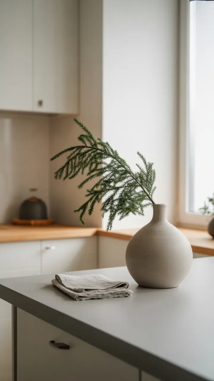 Minimalist Holiday Calm in a Scandinavian Kitchen