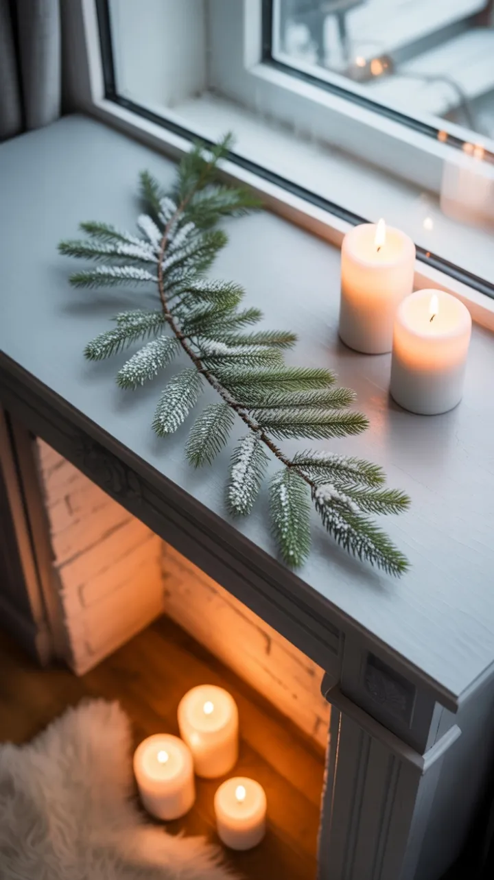Frosted Mantel and Candlelit Calm