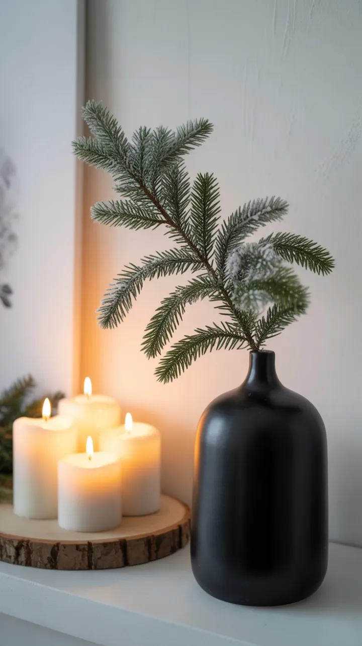 Frosted Evergreen and Candlelight