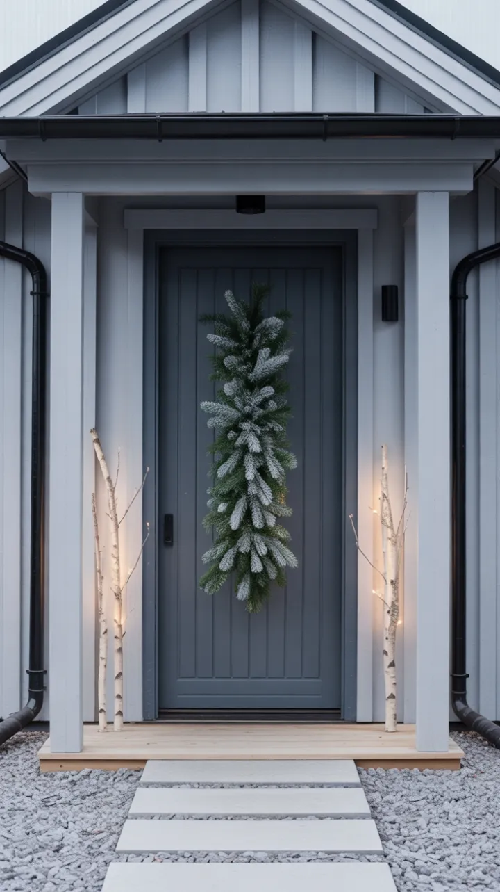 Understated Nordic Cheer with Frosted Garland and Birch Lights