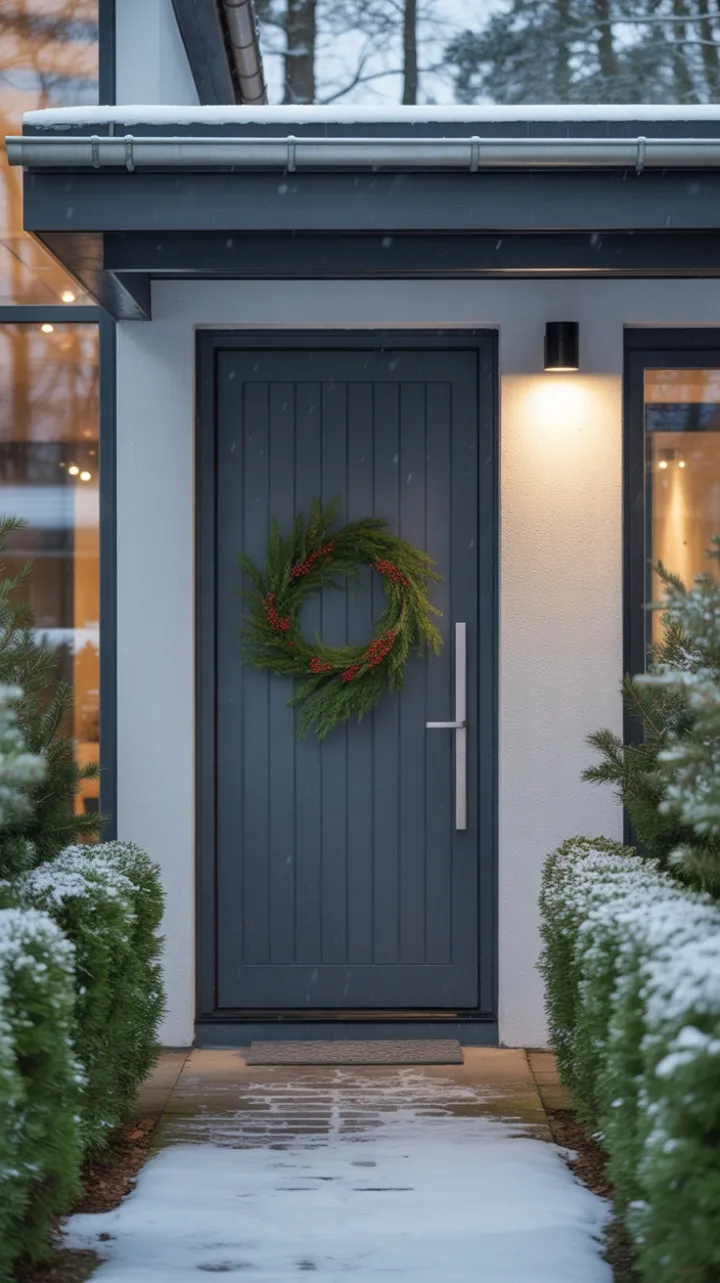 Minimal Holiday Elegance on a Scandinavian Door
