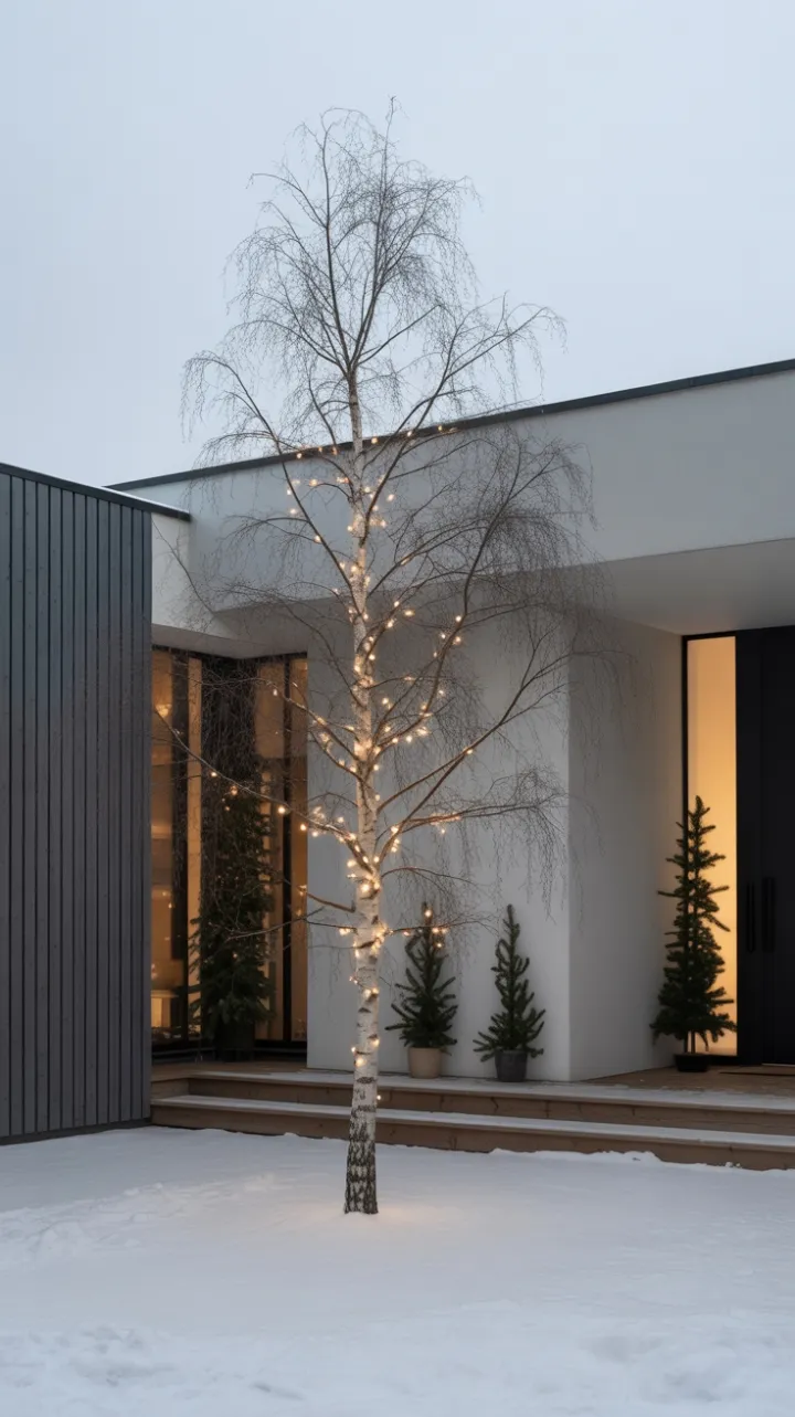 Scandinavian Serenity with a Lit Birch