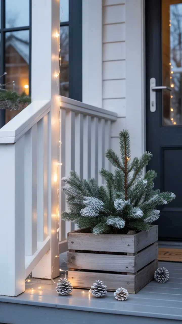 Soft Nordic Glow on a Winter Porch