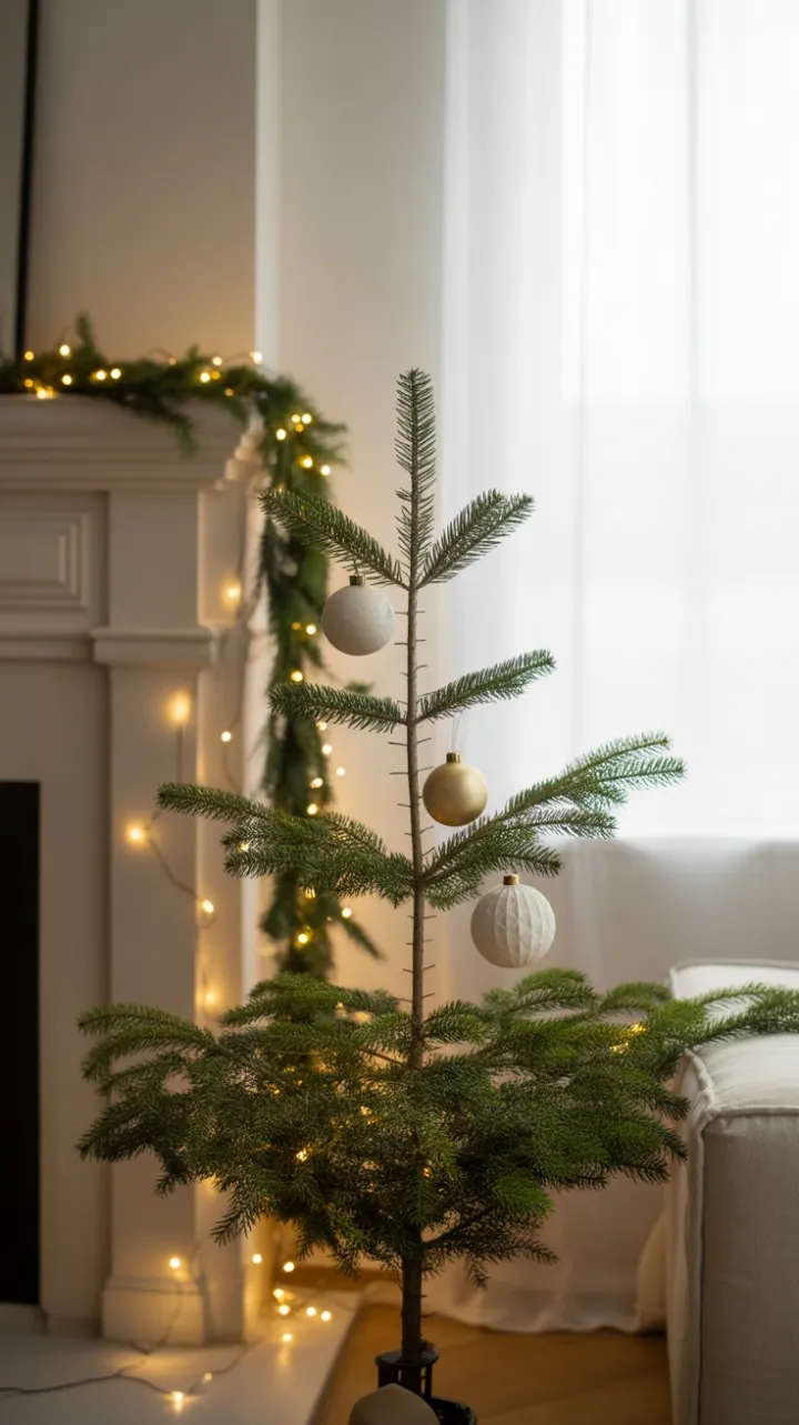 Serene Minimalist Christmas Living Room Bathed in Soft Daylight