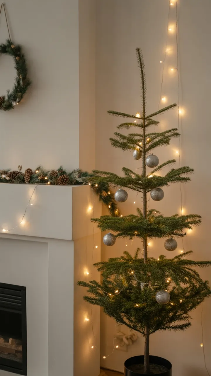 Serene Glow of a Minimalist Christmas Living Room