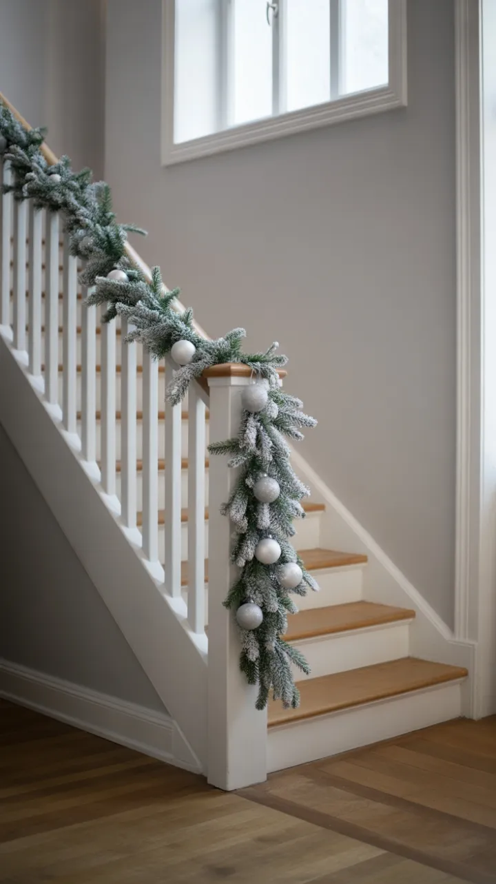 Understated Holiday Elegance on a Minimalist Staircase