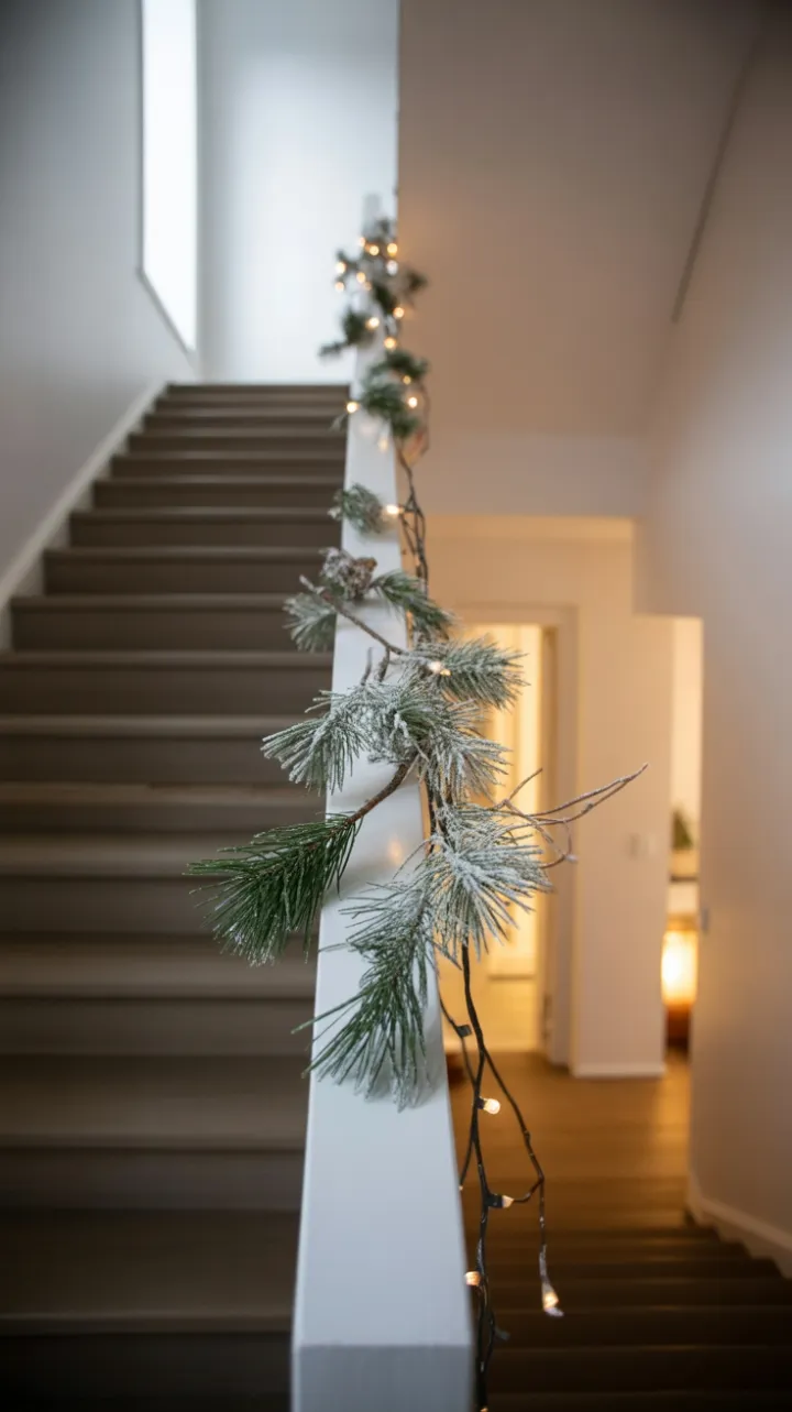 Quiet Scandinavian Staircase Dressed in Frosted Pines