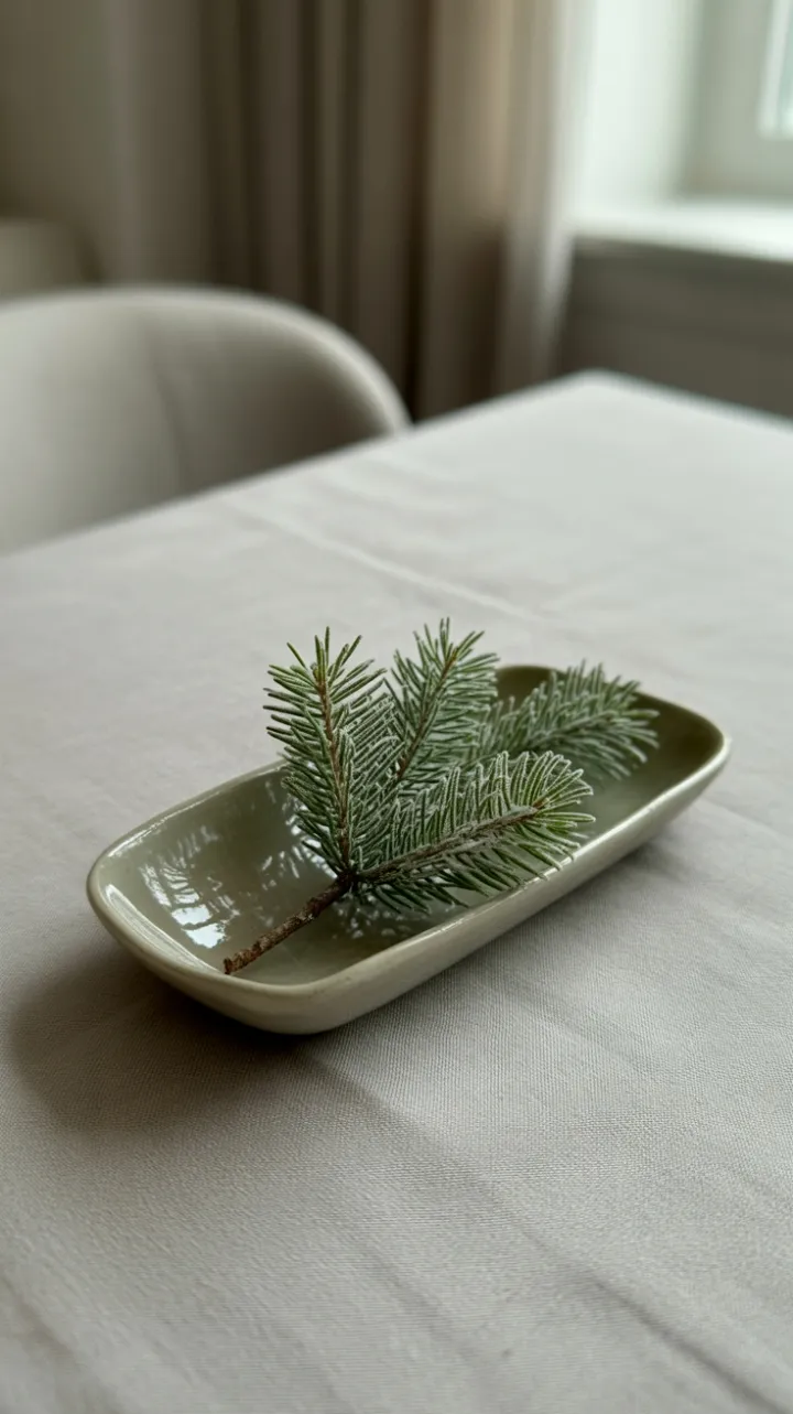 Frosted Evergreen on Pale Linen