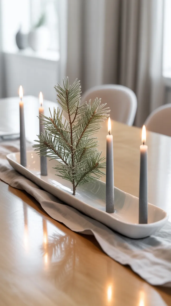 Frosted Pine and Candlelight Scandinavian Minimalist Tablescape