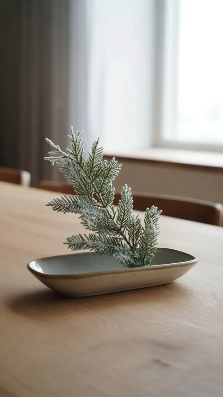 Frosted Evergreen on a Minimalist Scandinavian Table