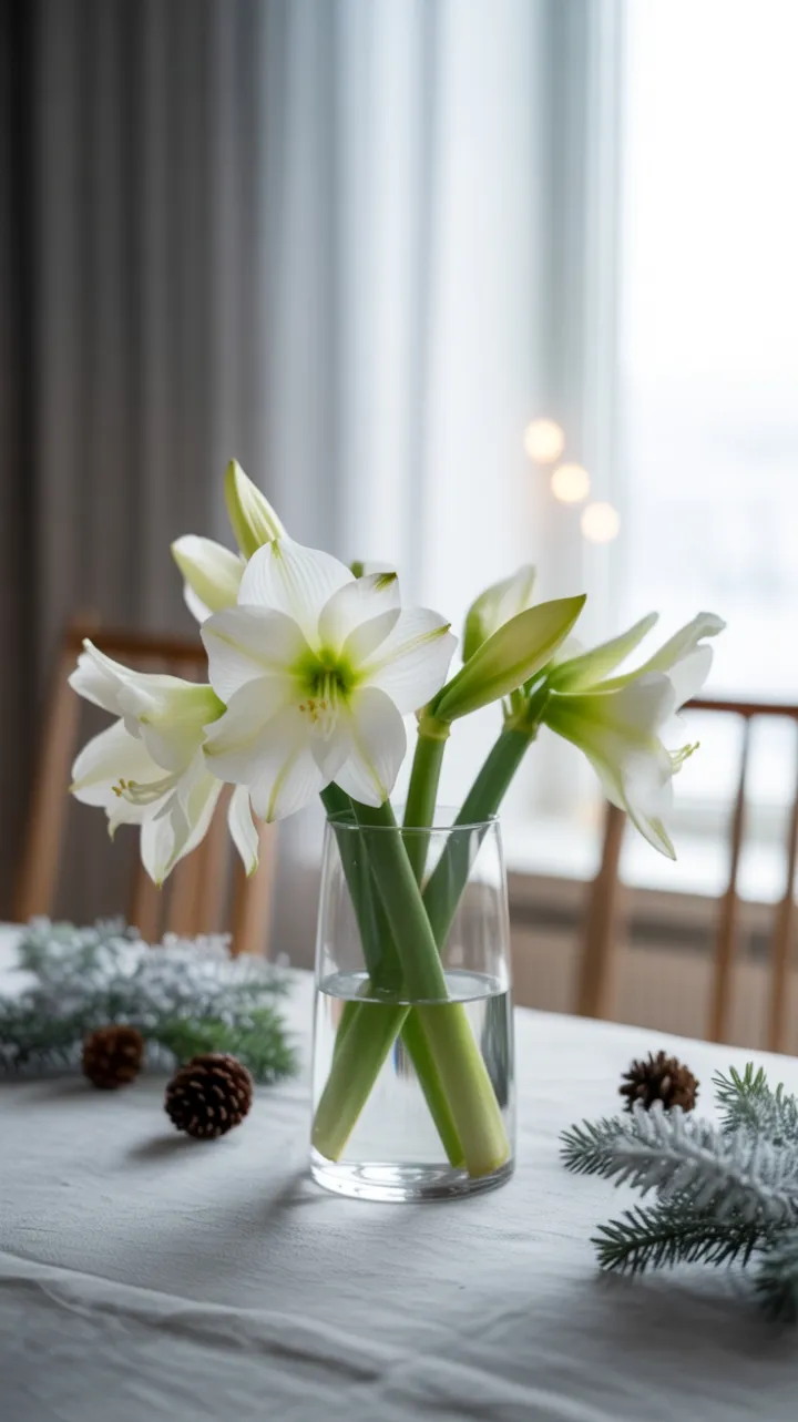 Serene Holiday Table With White Amaryllis