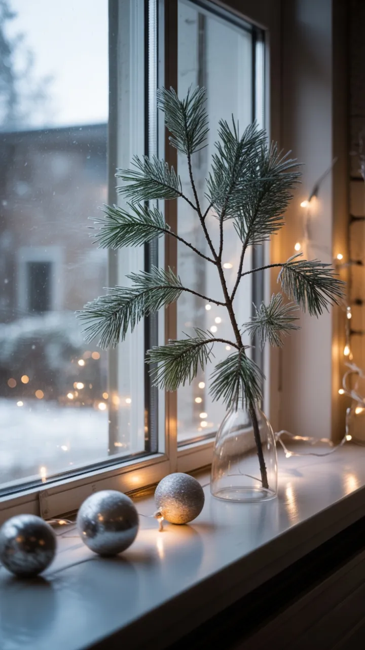 Frosted Pine on a Winter Windowsill