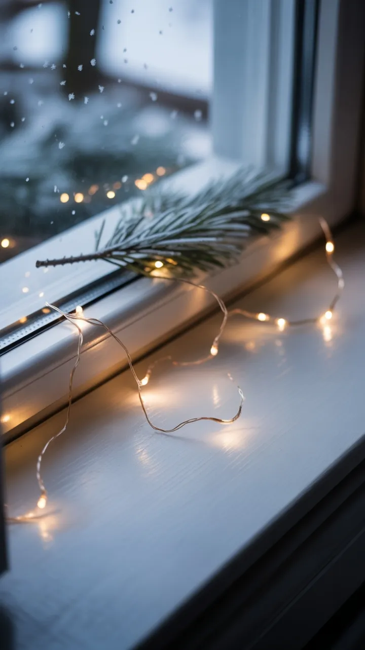 Quiet Glow on a Snowy Sill
