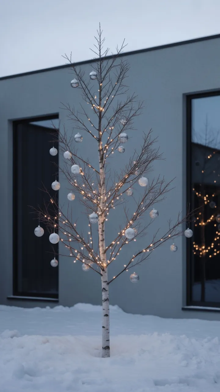 Minimalist Birch in Winter Dusk