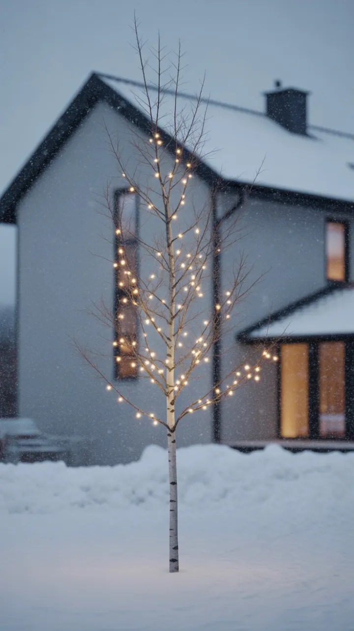 Nordic Quiet — A Birch Wrapped in Warm Light