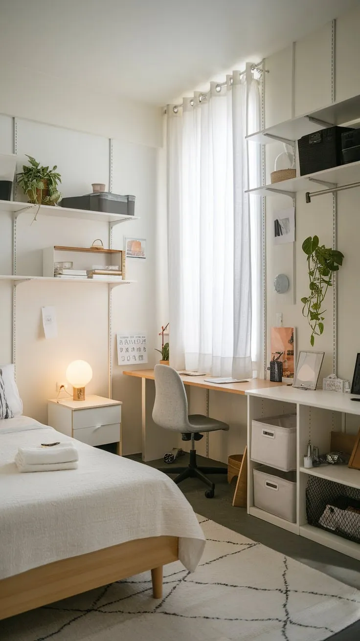 Small space bedroom designs don't have to feel cramped. This single bedroom apartment showcases clever small bedroom storage ideas and narrow bedroom ideas, proving that even a single bedroom apartment can be a haven of calm.
