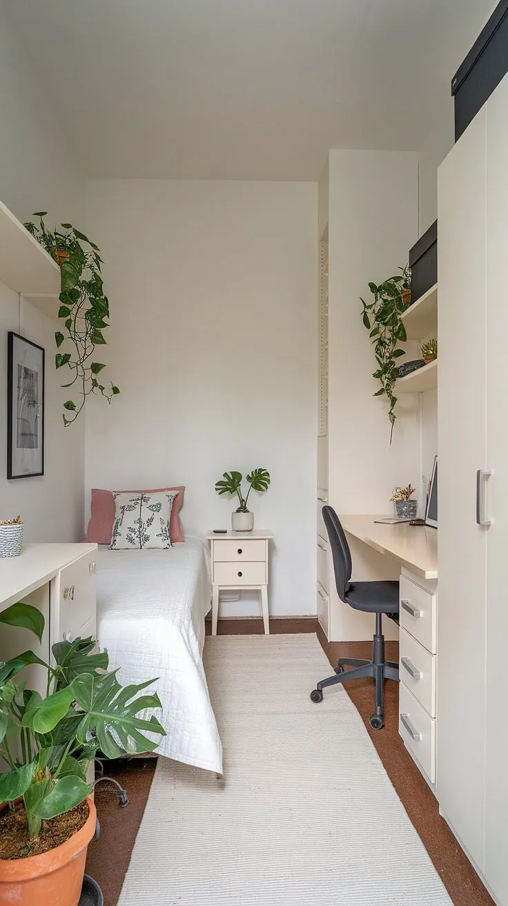 This single bedroom apartment proves that small space bedroom designs don't have to compromise on style or functionality. Explore these small bedroom storage ideas and storage solutions for small bedrooms to see how maximizing small bedroom space is achievable.