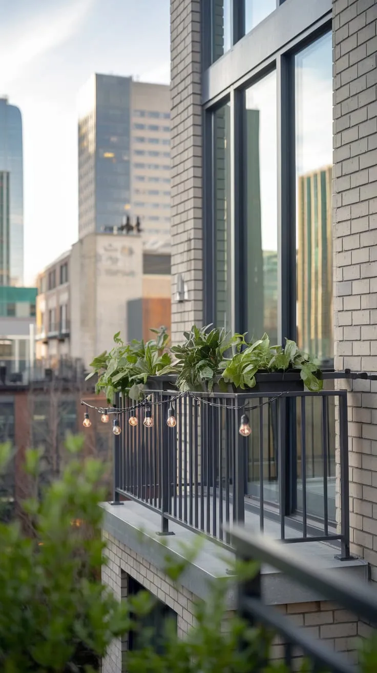 Isn't this modern balcony oasis with city views and lush greenery the perfect retreat?