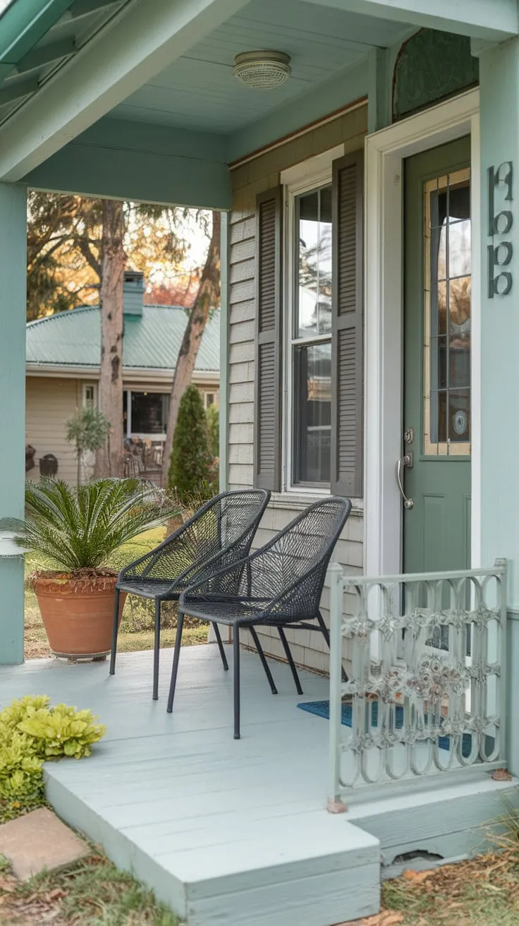 Cozy Retreat on a Freshly Painted Back Porch