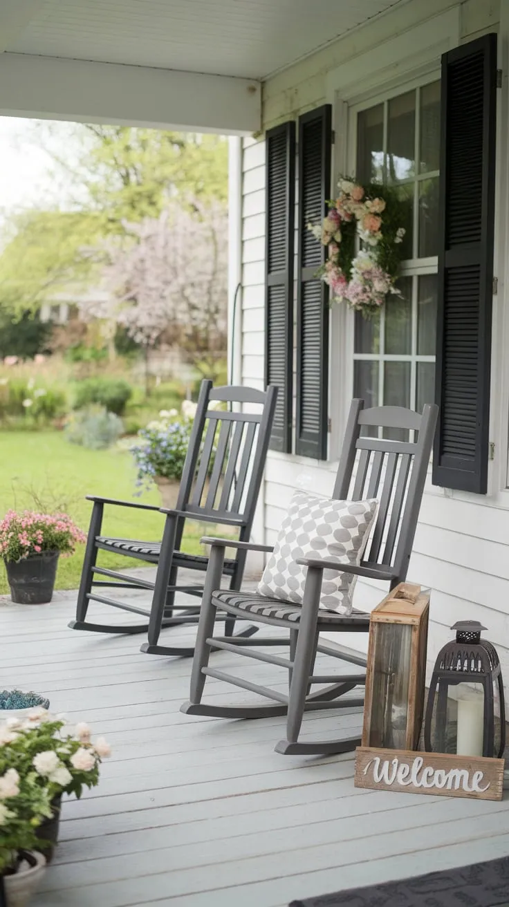 Charming Small Back Porch Makeover with Budget Rockers