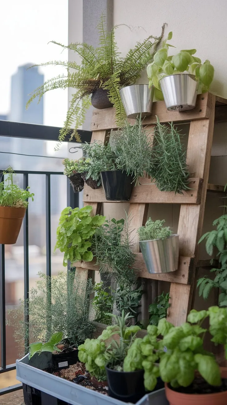 My little slice of green in the city.  This small balcony garden, a testament to balcony gardening and urban gardening, utilizes vertical gardening techniques to maximize space.  The mix of balcony plants – herbs, succulents, and ferns – creates a vibrant container gardening display.  Finding inspiration for small garden ideas and balcony garden ideas has never been easier!  Perfect for anyone looking to create a rooftop garden or explore small space gardening.