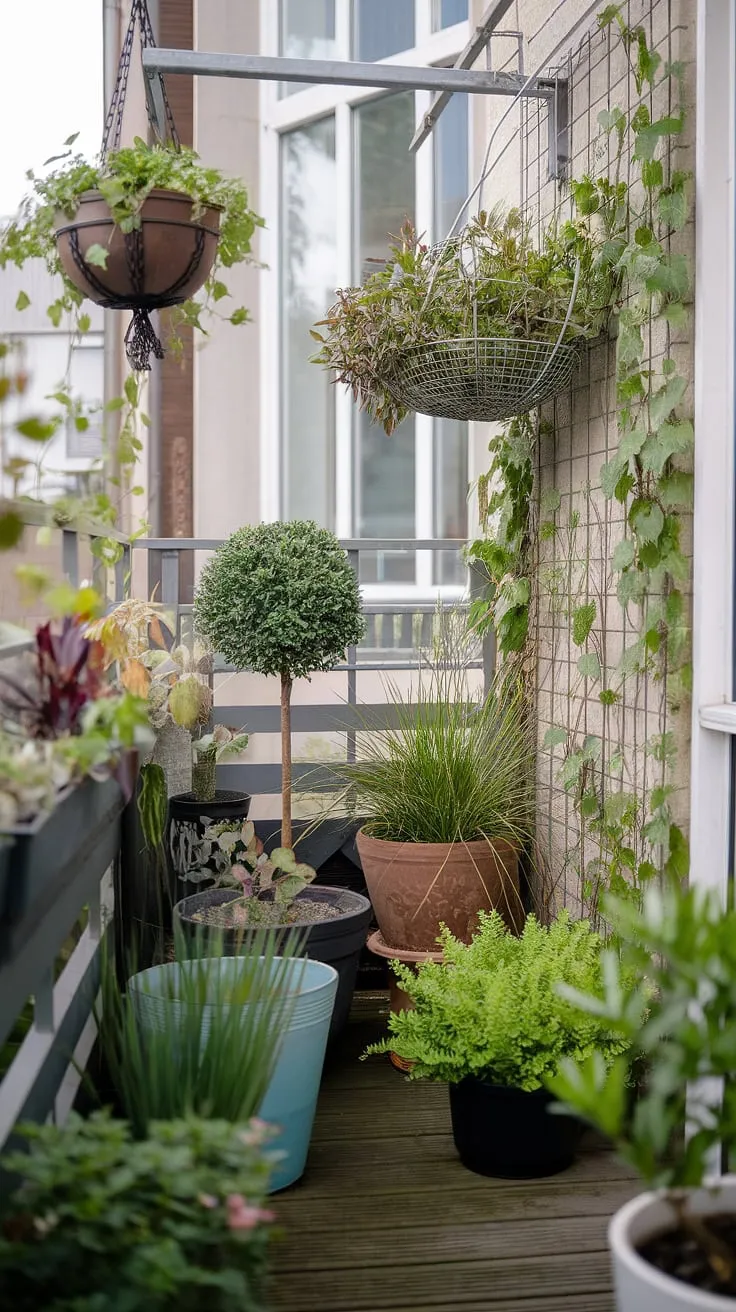 Transforming a tiny urban space into a vibrant oasis! This small balcony garden showcases the magic of balcony gardening, proving that even small space gardening can yield big results.  Container gardening and vertical gardening techniques maximize the limited area, offering a delightful mix of balcony plants.  Plenty of small garden ideas and balcony garden ideas are on display here, a testament to the beauty of urban gardening and even rooftop garden potential.