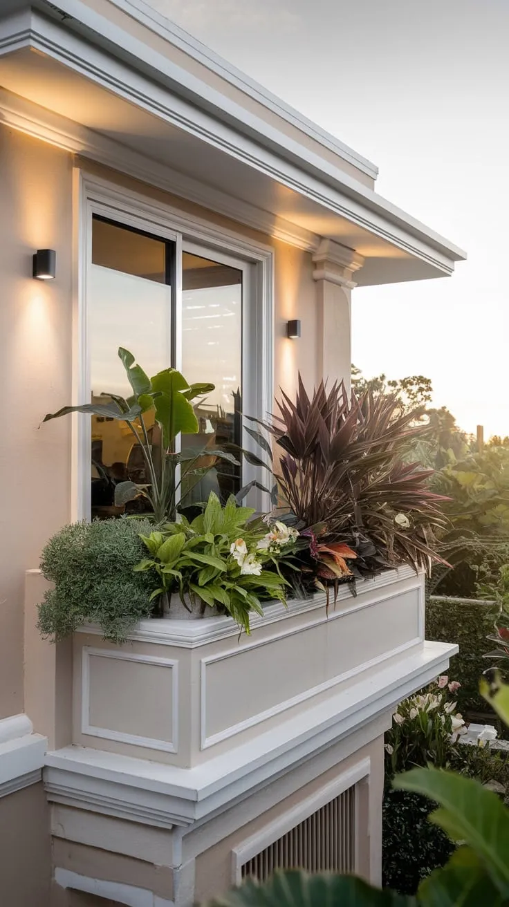 Could you imagine unwinding on this beautifully lit balcony surrounded by nature's beauty?