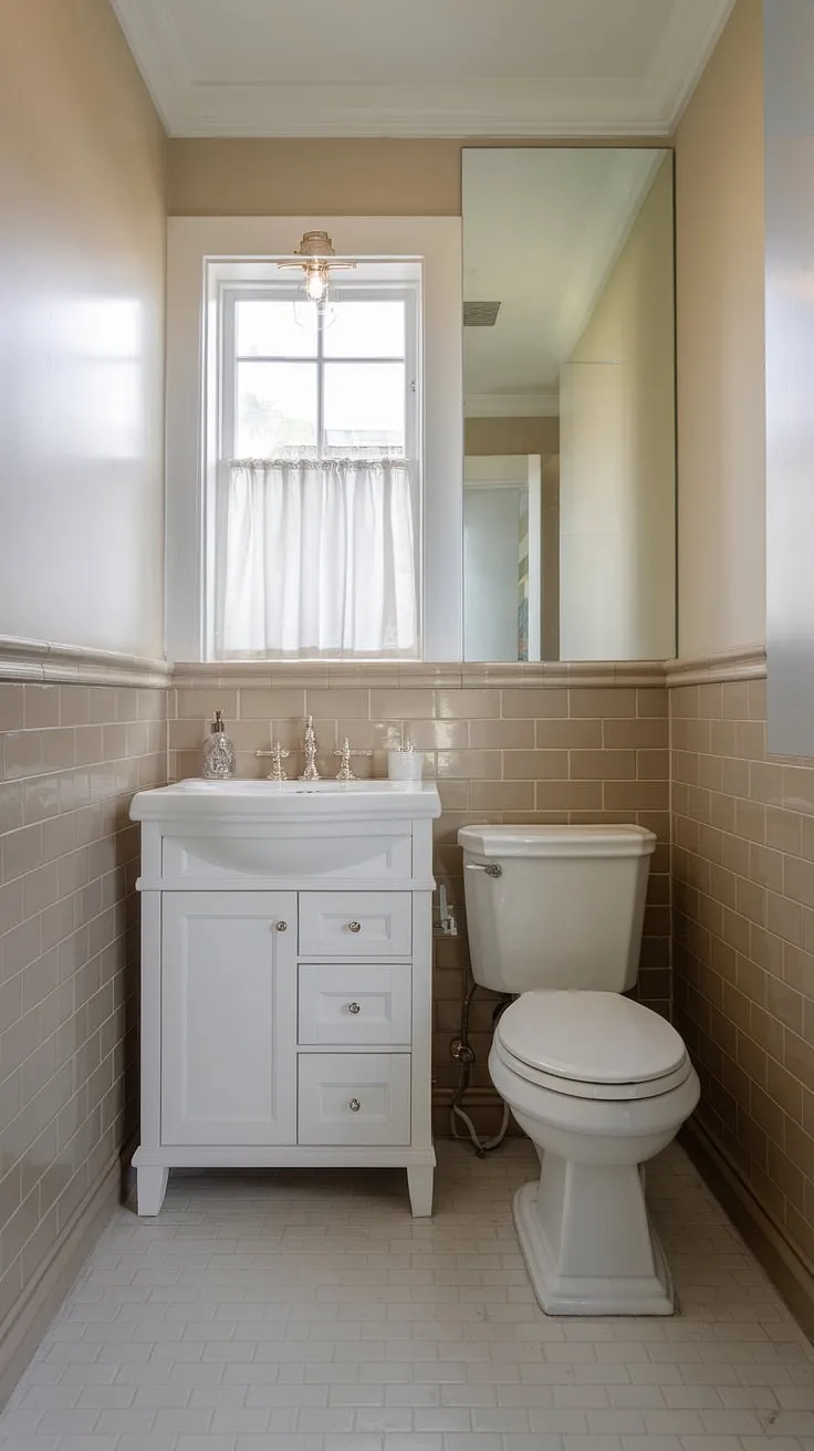 This small bathroom interior proves that even small powder bathrooms can be luxurious. The efficient bathroom layout and elegant bathroom interior design showcase how impactful small bathroom renovations can be.