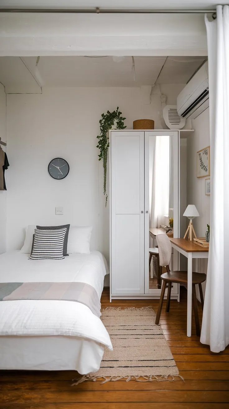Small bedroom design ideas don't have to compromise on comfort. This small bedroom showcases smart small bedroom storage ideas and small bedroom decoration ideas to make the most of every inch.