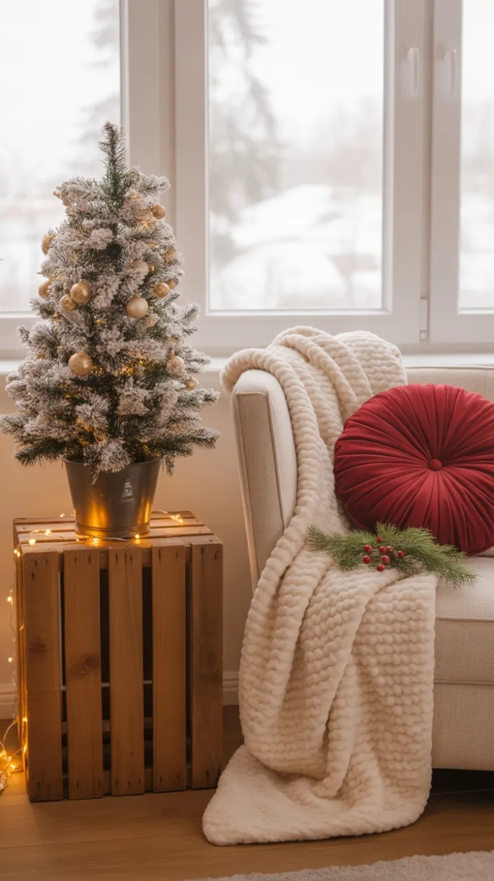 Petite Flocked Tree and Velvet Holiday Nook