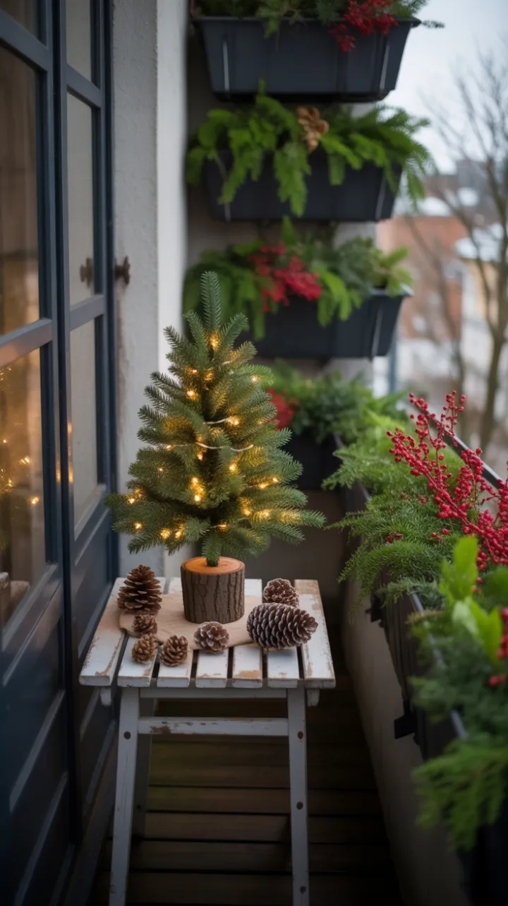 Miniature Christmas Charm on a Cozy Balcony