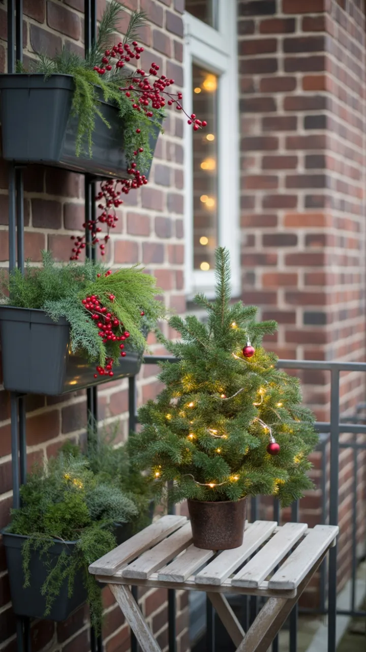 A Quiet Holiday Nook of Brick, Berries and Light