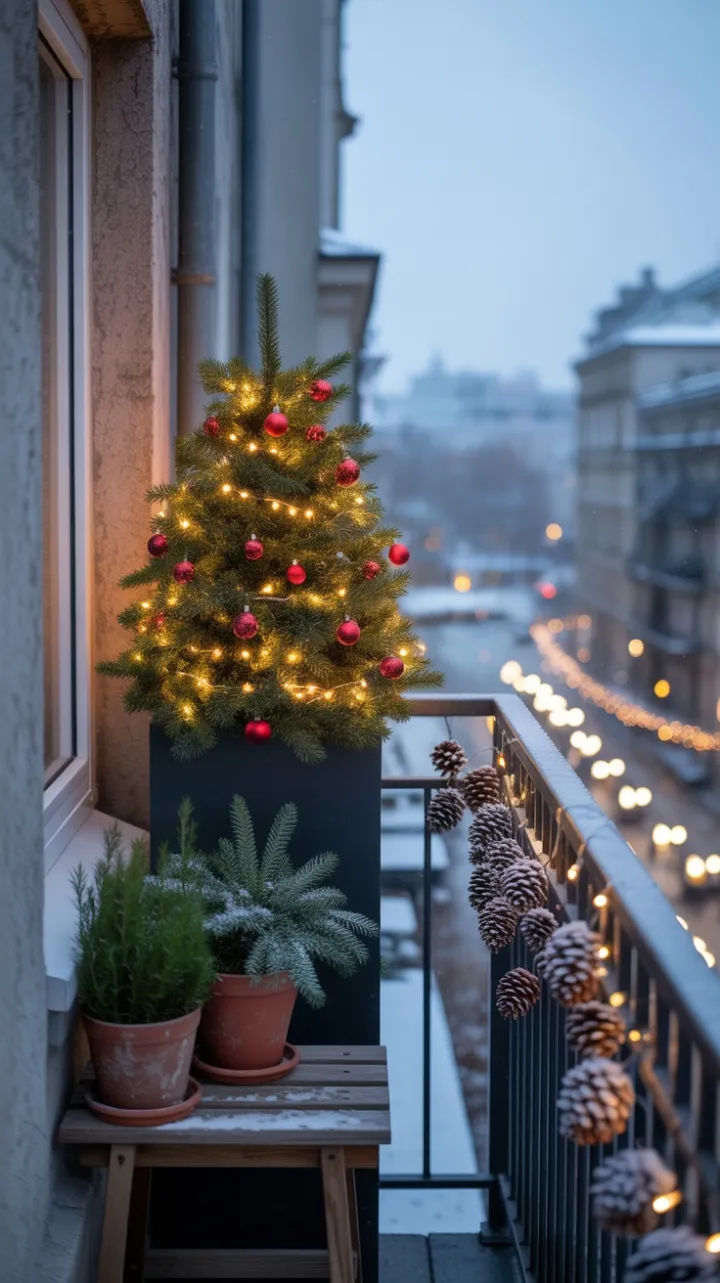Cozy Minimal Christmas on a City Balcony