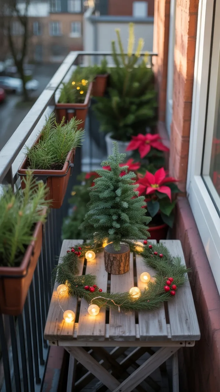 Tiny Evergreen Terrace Bathed in Golden Light