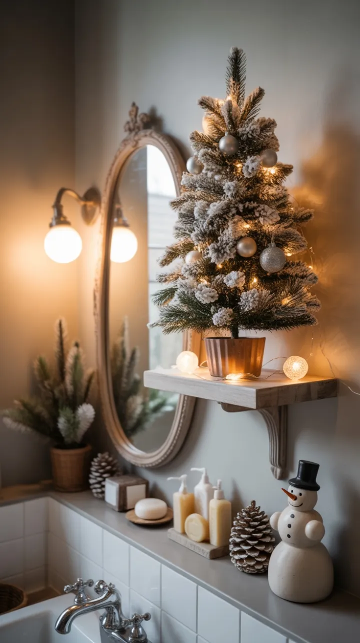 Petite Holiday Elegance With a Flocked Tree and Vintage Glow