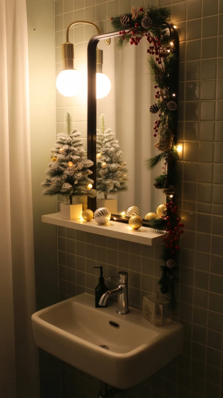 Snow-Kissed Fir and Berry Garland for a Serene Holiday Bath