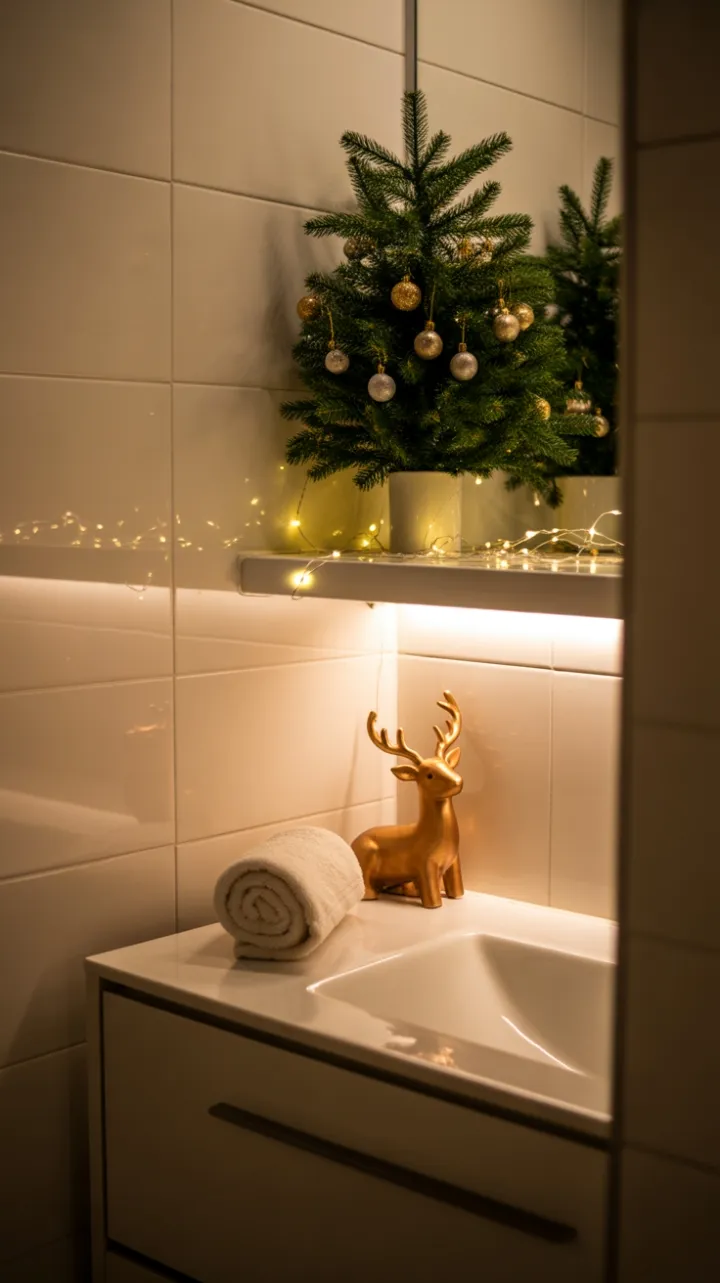 Miniature Holiday Charm in a Modern Bath