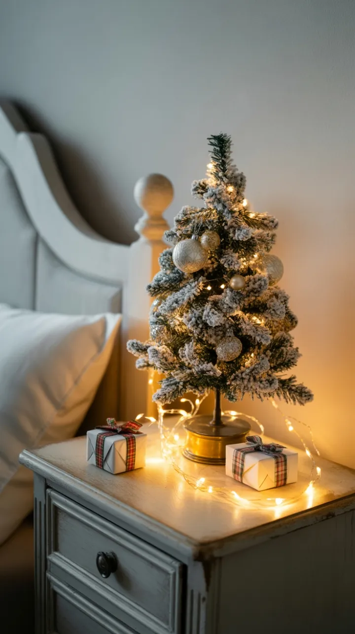 Pocket-Sized Christmas Retreat on an Antique Nightstand