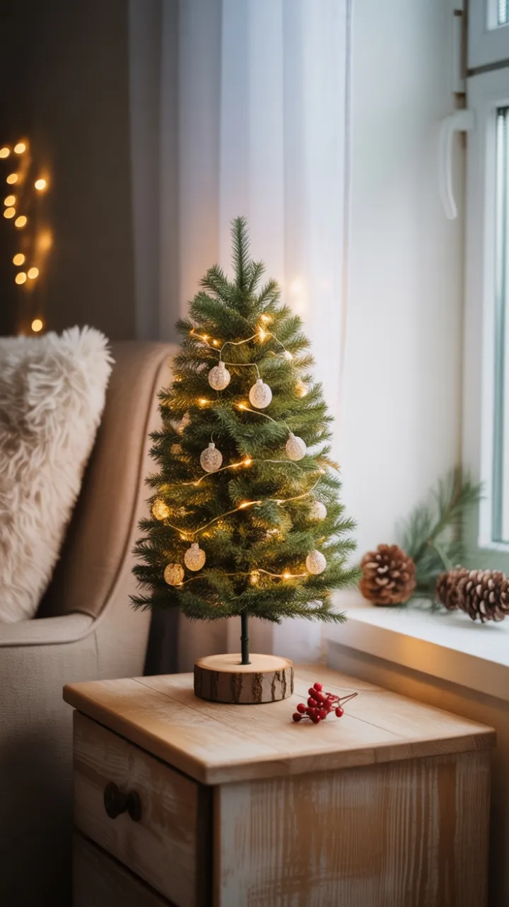 A Tiny Tree and Warm Lights for a Cozy Holiday Corner