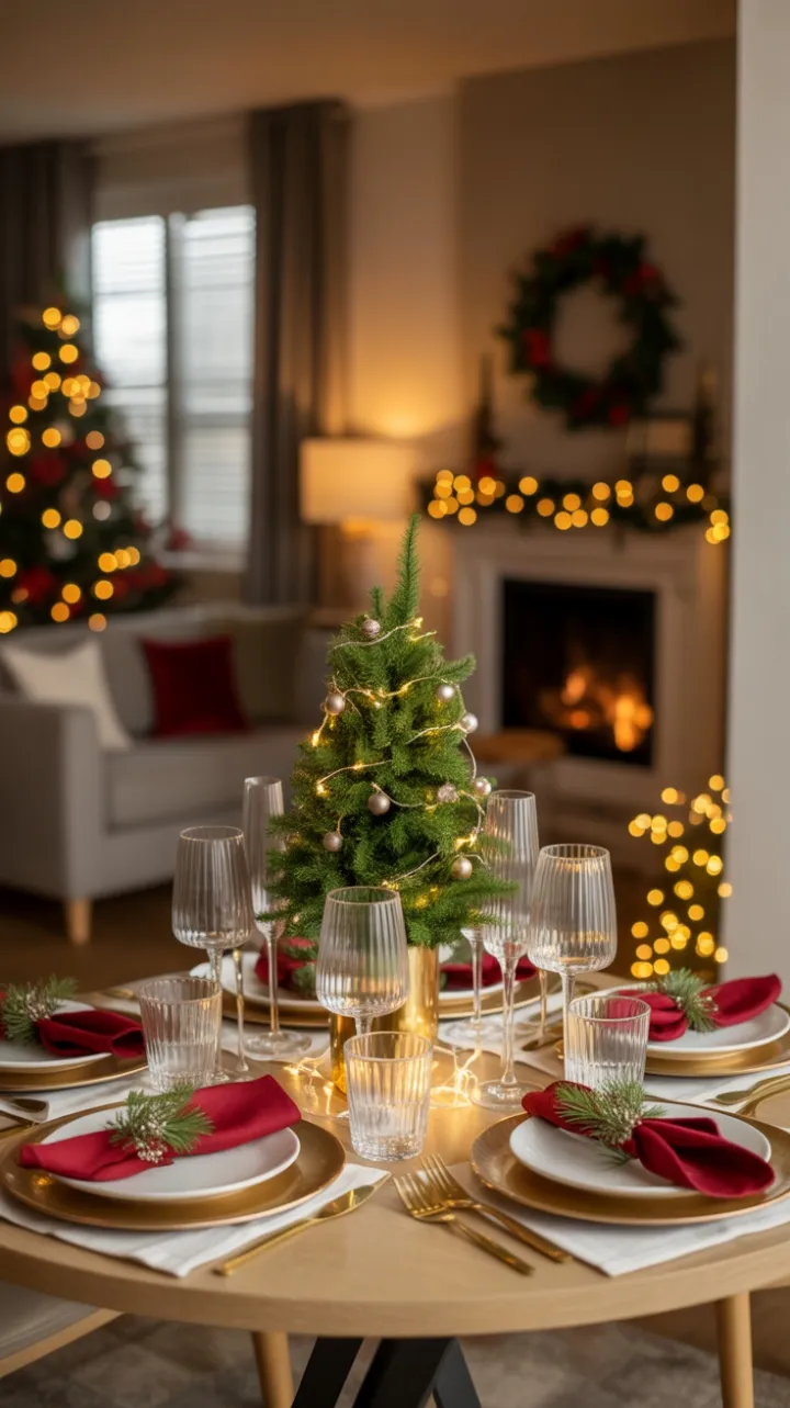 Crimson, Gold and Evergreen A Cozy Christmas Table for Intimate Evenings