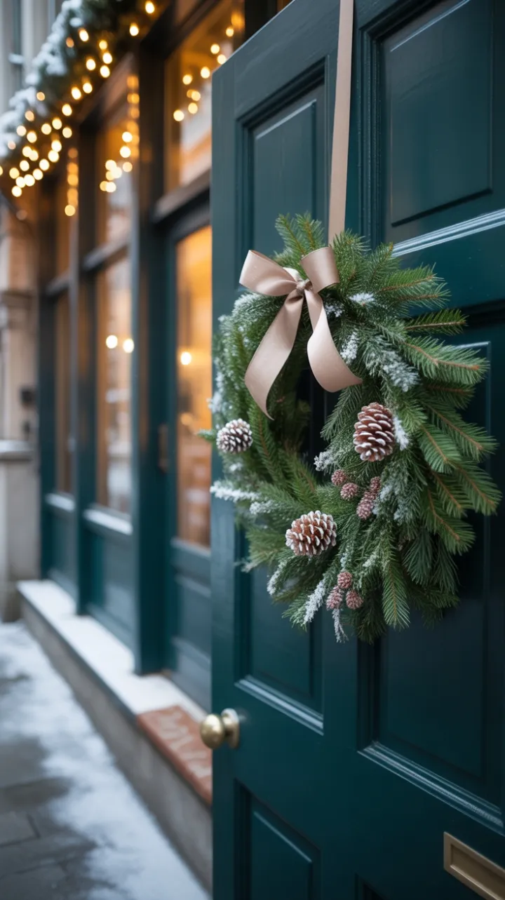 A Teal Door and an Evergreen Welcome