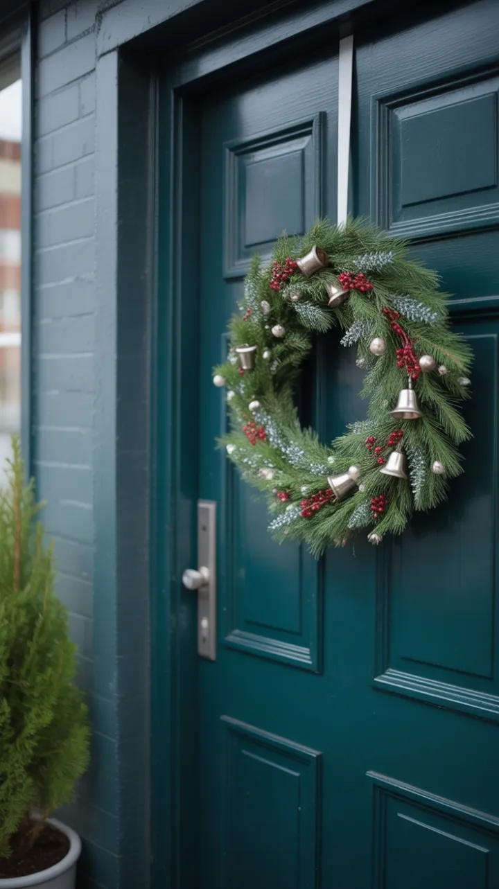 Teal Door Tiny Wreath Big Holiday Welcome