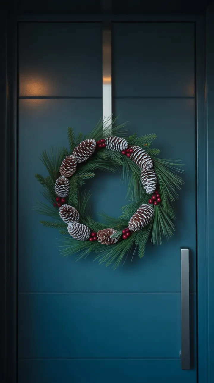 Quiet Holiday Elegance on a Teal Door