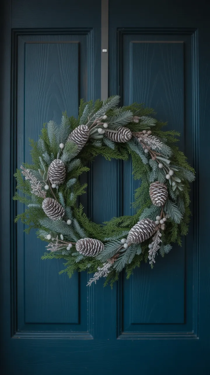 Evergreen Embrace on a Teal Threshold
