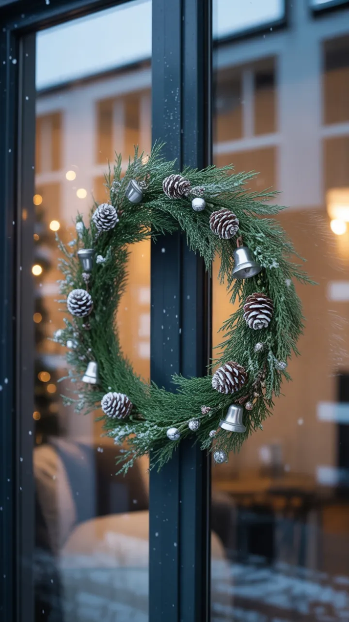 Evergreen Welcome on a Sleek Winter Door